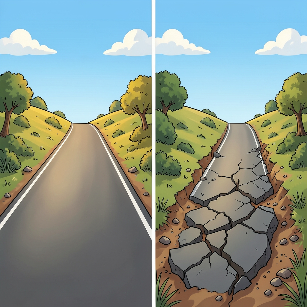 Before-and-after earthquake surface evidence