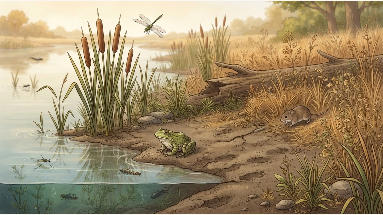 Changing pond-edge habitat with organisms and resources