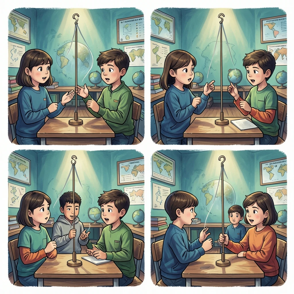 Successive observations of a pendulum moving left, center, right and center