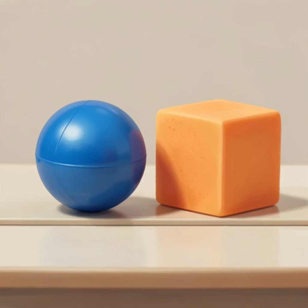 A moving ball approaches a stationary foam block on a classroom test track