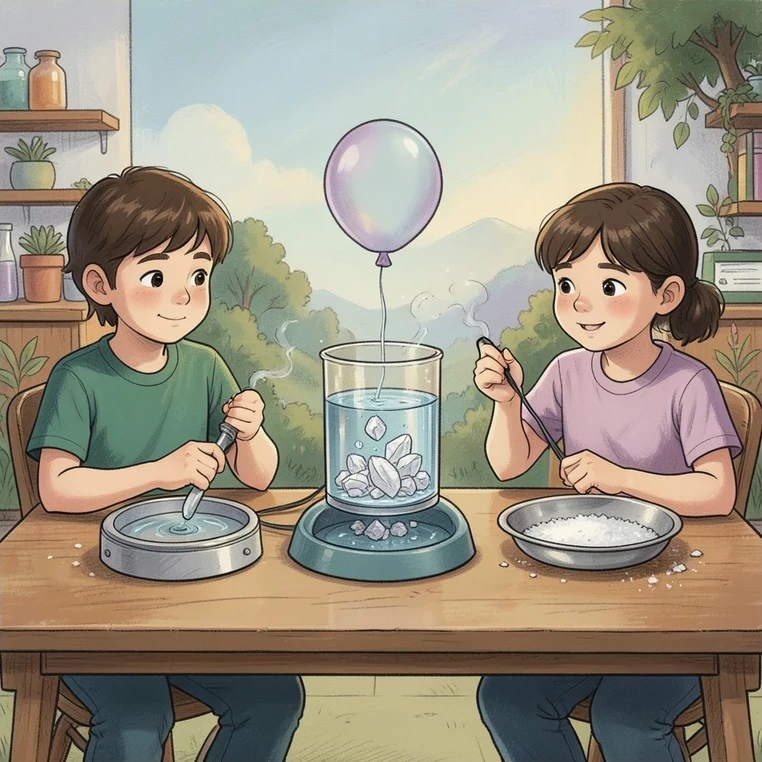 Fifth grade classroom investigations of air filling a balloon, dissolving salt, and evaporation